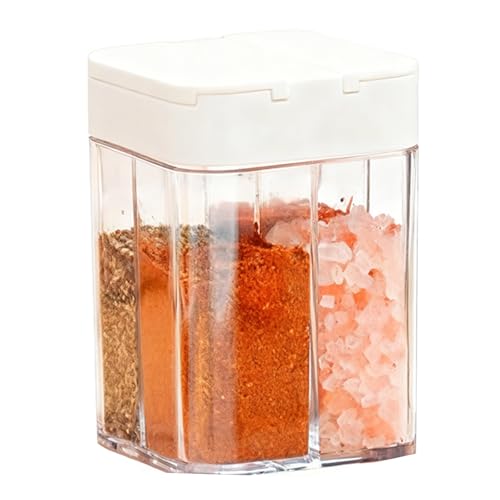 4-in-1 Camping Spice Containers Portable Multi Shaker Container for Travel Spices Seasoning Kit and Mini Organizer Set Salt and Pepper Jars for Camp Cooking and Traveling Essentials