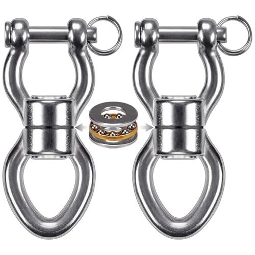 SELEWARE Silent Bearing Swing Swivel, 360° Rotational Device Hanging Accessory with Removeable Buckle for Tree Swing, Hammock Chair, Climbing Rope, Yoga, Kids Swing Swivel 1200LB Capacity, 2 Pack - color: Swivel - Style D Only, 2 Pack