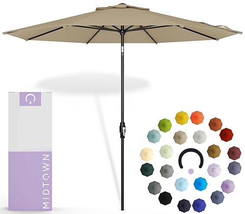 Midtown Umbrellas – The Swilt 10 Ft Patio Umbrellas with 360° Swivel & Tilt Mechanism, 8 Fiberglass Ribs & Terylast Polyester Fabric for Backyard, Deck, Pool & Cafes - Chestnut Canopy, Black Pole - color: Terylast Chestnut, size: 10 Feet