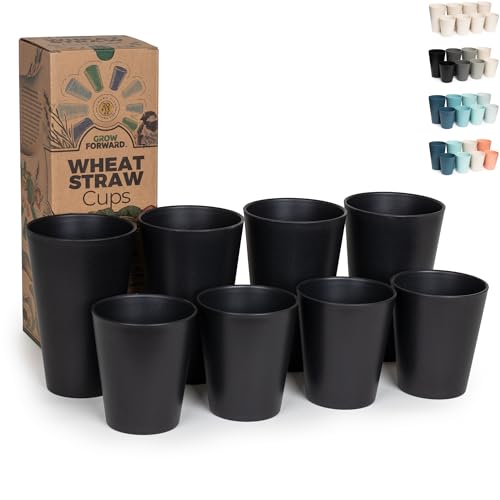 Grow Forward Premium Wheat Straw Cups - 13 & 20 oz Unbreakable BPA Free Hard Plastic Cups - Reusable Lightweight Plastic Drinking Glasses for Kitchen, Outdoor, Water, Camping, RV - Midnight - color: Midnight Black, size: 13/20oz