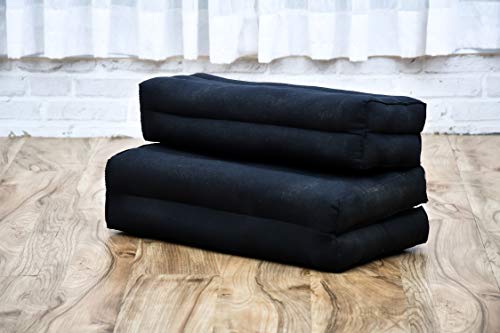 Leewadee Foldable Floor Mattress – 2 in 1 Floor Meditation Mat for Yoga and Relaxation, Seating Futon with Kapok - color: Cl02 - Black
