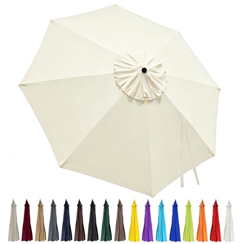 10ft Patio Umbrella Replacement Canopy 8 Ribs, Waterproof & Fade Resistant Market Umbrella Cover, Thickened Polyester Fabric for Backyard, Garden and Pool (Canopy Only) (Off White) - color: Off White