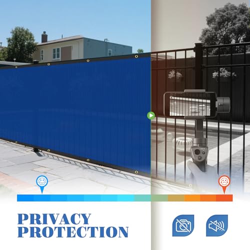 ECOOPTS 6'x3' Privacy Fence Screen Windscreen with Copper Grommets, Fit for Commercial Fence and Residential Garden Outdoor 90% UV Blockage, Cable Zip Ties Included (Blue) - color: Blue, size: 6'x3'