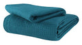 Glamburg 100% Cotton Thermal Blanket, Breathable Waffle Blanket, Queen Size, All Season, Teal - color: Teal, size: Queen (90"x90")