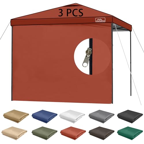KAMPKEEPER 10X10 Canopy Tent Sidewalls with Zipper for Canopy Frame, 3Pcs Sunwalls Only, UPF50+ Waterproof Side Walls(Red) - color: Red