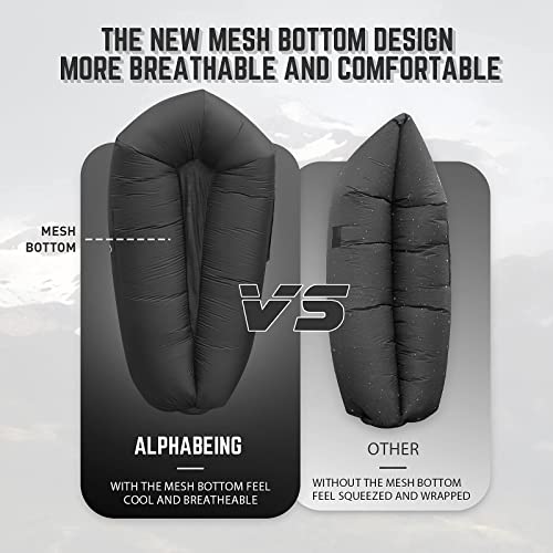 AlphaBeing Inflatable Lounger Air Sofa, Portable Inflatable Couch Mesh Hollow Air Hammock Anti Leakage Air Chair for Outdoor Camping Beach Traveling - color: Black