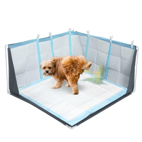 Dog Pee Pad Holder with High Walls, Portable Dog Litter Box for Inside Potty, Splash-Proof No Spill Pee Shield Pad Holder Tray for Puppies Small and Medium Dogs (Grey, Only Pee Pad Holder) - color: Litterbox Only