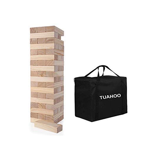 Outdoor Games Giant Tumble Tower, Large Tumbling Timber, 54 Wooden Blocks Tower Stacking Game Up to 4 Ft, Party Games for Indoor Outdoor Backyard Lawn Yard Fun