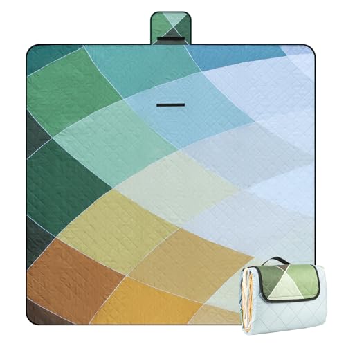Picnic Blanket Waterproof Extra Large 79"x79" 210D Oxford Outdoor Blanket for Grass Portable Sand Proof Beach Blanket for 6-8 Adults (Nature Palette) - color: Nature Palette