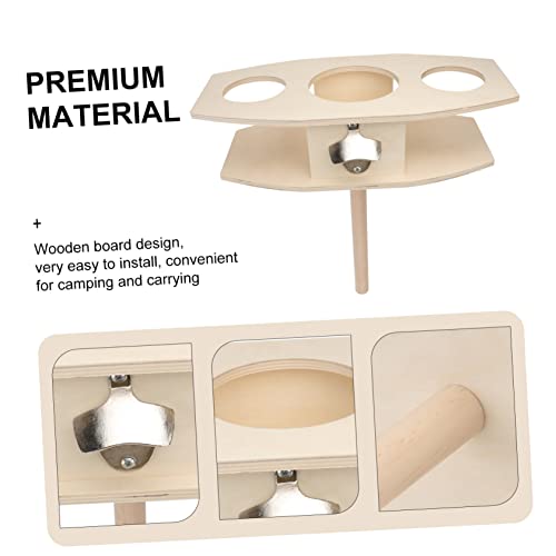 MAGICLULU Wooden Beer Rack Insert Ground Wine Stake Outdoor Drink Holder Detachable Design Suitable for Garden and Camping