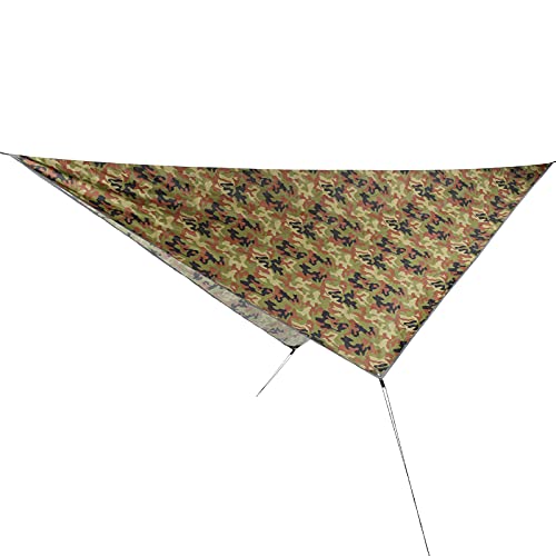Waterproof Camping Tarp, Camping Cover with Rhombus Pattern, 360x290cm Multifunction Sun Shade Canopy for Beach Hammock Tent, Includes Storage Bag and Wind Ropes (Camouflage) - color: Camouflage