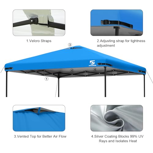 10x10 Pop Up Canopy Replacement Top Cover with Air Vent for Straight Leg Canopy Tent, Waterproof for Outdoor Garden Patio Camping Sun Shade (Light Blue) - color: Light Blue