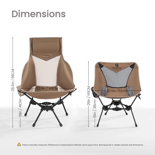 MellowCamp High Back Camping Chair, Oversized Comfort Design Collapsible Camp Chair with Pillow (Brown) - color: High Back Brown