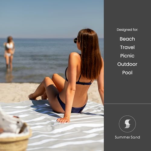 SummerSand Microfiber Beach Towel XXL Oversized (71 x 63 in) - Quick Dry, Sand Free - Compact and Lightweight for Travel - Recycled Materials - Extra Large Beach Blanket - Marble Sand - color: Marble Sand, size: 71x63"