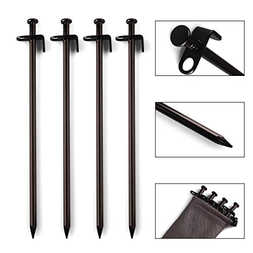 Heavy Duty Steel Tent Stakes - Tarp Pegs Camping Stakes for Outdoor Camping Canopy and tarp, 12 inch 8/10/12PC Pack