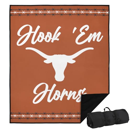LOGOVISION University of Texas Picnic Outdoor Blanket, 50"x60" Barbed Stripes, Foldable Blanket for Picnic, Beach, Camping, Park, Tailgate - color: Barbed Stripes