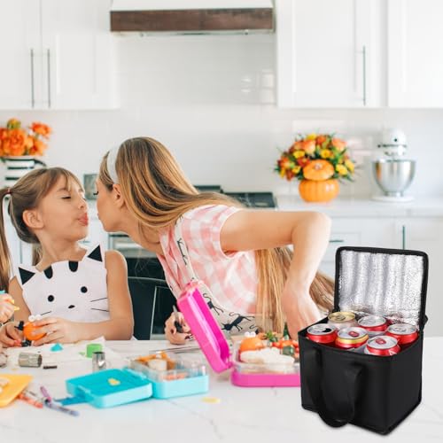 10 Pack Insulated Lunch Bags Bulk, Reusable Cooler Bags, Leakproof Lunch Boxes Set, Waterproof Thermal Cooler Bags, Insulated Beverage Bag for Women Men Work Picnic Beach(Black)
