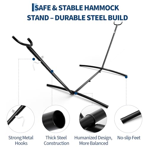 9FT Heavy Duty Adjustable Steel Hammock Stand, 450 LBS Capacity Outdoor Hammock Frame, Weather Resistant & Easy to Assemble for Patio Yard Garden - color: Sheep Horn-shaped