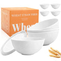 Wheat Straw Bowls Set 40 OZ, Unbreakable Bowls with Dust-Proof Lids Set of 4, Microwave & Dishwasher Safe, Alternative Reusable Plastic Bowl for Cereal, Soup, Salad and Ramen, White - color: White, size: 40 Oz With Lid