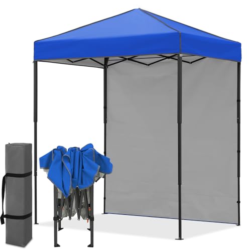 EAGLE PEAK 6x4 Instant Pop Up Canopy Tent with 1 Side Wall Panel, Straight Leg Sun Shelter, Portable Canopy with Carry Bag for Camping, Beach & Sports, Blue - color: Blue, size: One Wall