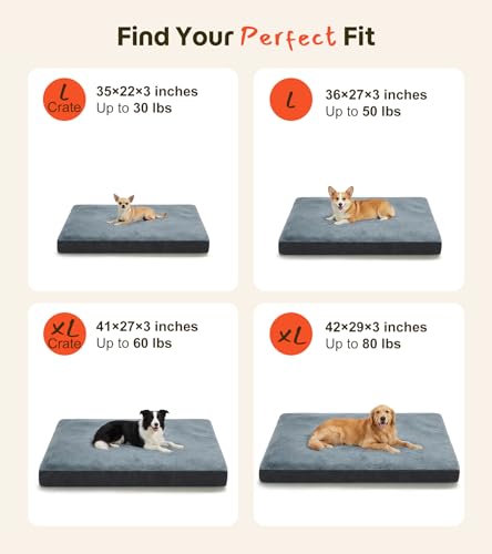 Dog Bed for Crate, Extra Large Cooling Mat for Dogs, Waterproof Dog Bed with Dual Surface Removable Washable Covers, 42 x 30 Inch Pet Bed with Egg Crate Foam - size: 42"L x 30"W x 3"Th