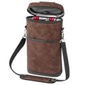 opux 2 Bottle Wine Carrier Tote, Insulated Leakproof Wine Cooler Bag, Wine Travel Bag for Picnic BYOB Beach, Portable Wine Bottle Carrying Case, Gift for Wine Lover Women Men Christmas, Brown Leather - color: Rustic Brown