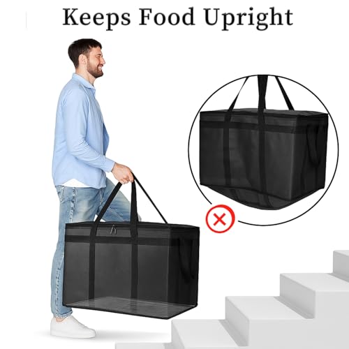 Bodaon Insulated Food Delivery Bag With Hard Bottom, XXXL Pizza Cooler Bags, Rideshare Delivery Bag, Grocery Shopping and Catering Thermal Cold/Hot Styrofoam Carrier for Travel/Car - color: Black, size: 3x-large（79l）