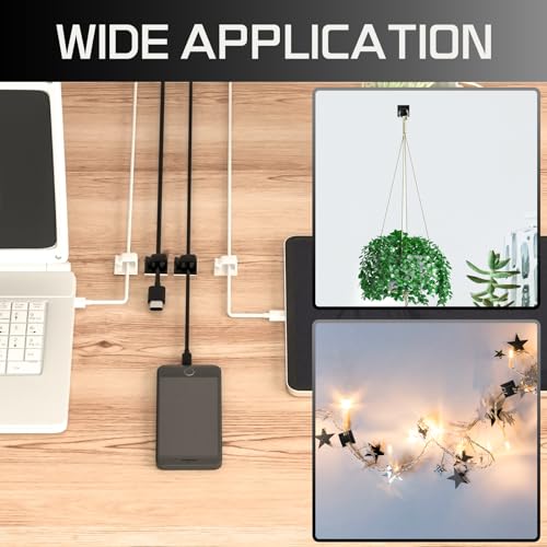 KGROTE 100PCS Cable Clips, Adhesive Wire Clips Strong Cord Clips Wire Holders, Cable Management Clips for Desk, Wall, Car, TV, Ethernet Cable (White, Small) - color: White, size: Small