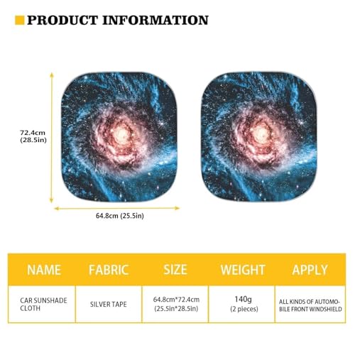 Dazzling Starry Night Windshield Sun Shade for SUV Foldable 2 Pieces Set Car Front Window Sunshade Summer Outdoor Sun UV Rays Blocks 99% UV Rays and Keeps Your Vehicle Cool - color: Dazzling Starry Night