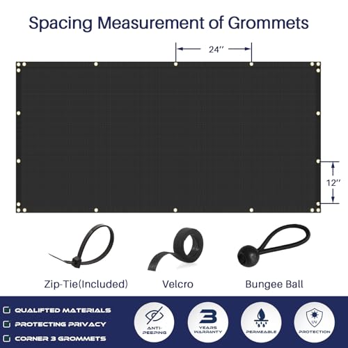 Windscreen4less Privacy Fence Screen Heavy Duty Windscreen Fencing Mesh Fabric Shade Net Cover with Brass Grommtes for Outdoor Wall Garden Yard Pool Deck, 6'x4' Black - color: Black, size: 6' x 4'