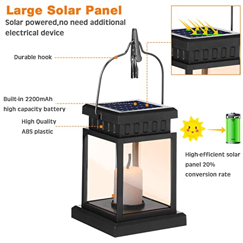 Yexiya 18 Pcs Hanging Solar Lanterns Outdoor Garden Candle Lights Black Waterproof LED Solar Lanterns Lights for Garden Yard Deck