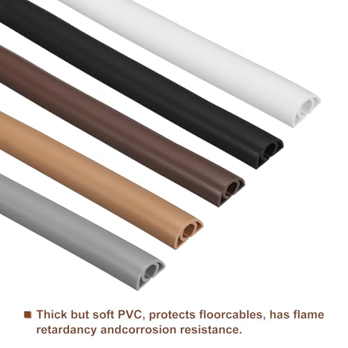 HARFINGTON 6ft Cord Cover Floor W0.3 x H0.3 Inner Channel PVC Hide Extension Cable Floor Wire Hider Wire Covers Protector for Prevent Cable Trips Cables Management, Grey - color: Grey, size: W0.3"xH0.3"x6ft