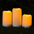 Homemory Solar Powered Candles Outdoor Waterproof, Flickering Glow, Rechargeable Candles, Solar Powered Candles for Outside, Lanterns, Sensor Only, Dusk to Dawn, Set of 3 - size: D3"xH4"5"6", 3 Pcs, Plastic