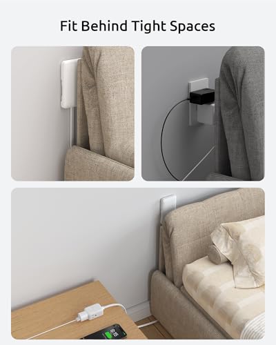 NUTICT Outlet Cover Extension Cord 6ft, 3 Outlets Indoor Extension Cord Flat Wall Plug, 900J Surge Protector, 13A/1625W, ETL Listed, Flat Power Strip Hidden Behind TV Bed Dresser Bookshelf, White - color: White, size: 6ft(3 Prong Plug), style: for Standar
