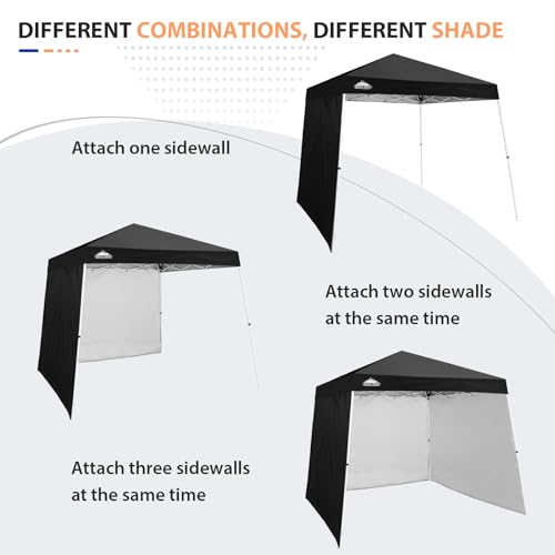 EAGLE PEAK Sunwall/Sidewall for 10x10 Slant Leg Canopy Only, 1 Sidewall, Black - color: Black