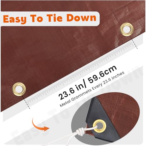 Keten Tarps Heavy Duty Waterproof 3x18Ft, 10 Mil Thick Multipurpose Poly Tarp Tear & Fade Resistant, UV Blocking, Outdoor Tarp with Reinforced Grommets for Roof, Camping, Patio, Pool (Brown/Silver) - color: 10mil Brown/Silver, size: 3x18ft