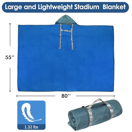 Catalonia Waterproof Stadium Blanket, Windproof Wearable Poncho for Football Sideline & Sports Events for Fans, Portable, Durable Outdoor Blanket for Camping & Tailgating - color: Grey / Blue