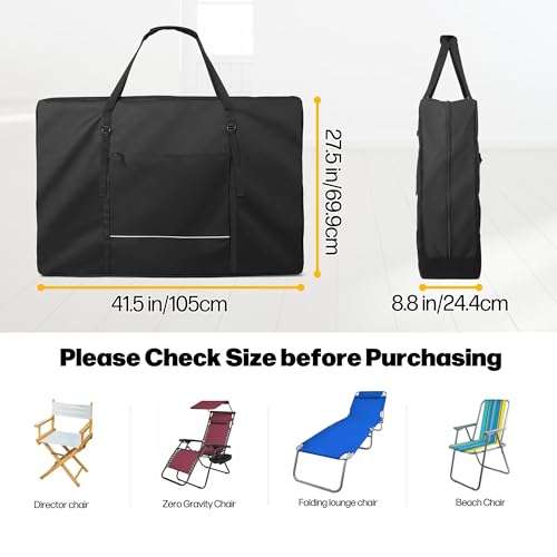 GRAOSO Carrying Bag for Folding Chair, Storage Case Fits for Beach Chair, Zero Gravity Lounge Chair, Director Chair, Folding Walker/Wheelchair, Great for Camping, Travel, Outdoors, Black