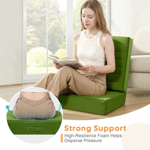 MeMoreCool Square Floor Pillow Seating for Adults Kids, Large Meditation Cushion Floor Pillow with Thick Foam & Soft Tufted Cover, Washable Big Pillow Seat Floor Cushion for Sitting Yoga 24" Green - color: Olive Green, size: 24 Inch