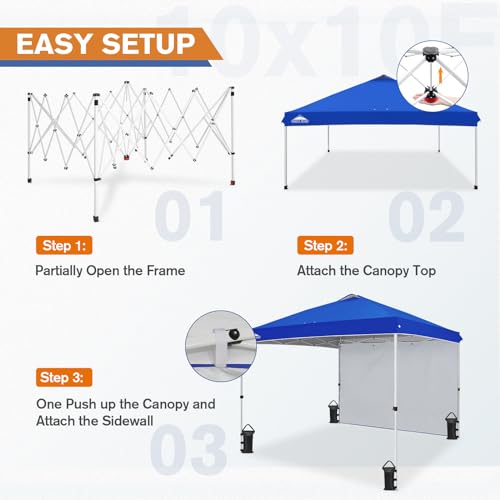 EAGLE PEAK Commercial Canopy 10x10 Pop Up Canopy Tent with 1 Sidewall, Easy Setup Heavy Duty Instant Event Shelter for Vendors & Markets, Outdoor Sun Shade, Blue - color: Blue, size: 10x10