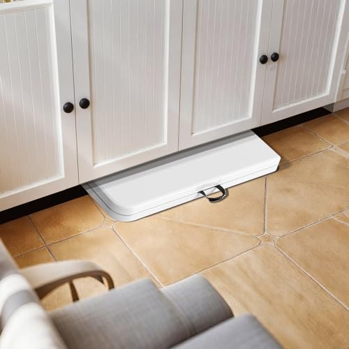 Lakhow Folding Table 4 Foot Portable Heavy Duty Plastic Fold-in-Half Utility Table with Carrying Handle,Indoor Outdoor Small Adjustable Height Folding,Camping and Party,White - color: 4ft-white