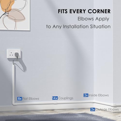Delamu Cord Hider, 315in Total Cord Covers for Wires on Wall, Paintable Cable Cover for Wall Mounted TV, Easy Install Cable Raceways to Hide 1-2 Cords, 20 Pack, Each 15.7"L x 0.59"W x 0.40"H, White - size: 315in x 0.59in x 0.40in
