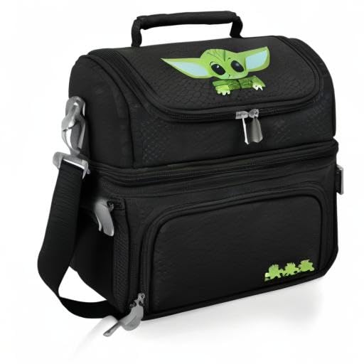 PICNIC TIME Star Wars Mandalorian Grogu Pranzo Lunch Bag, Insulated Lunch Box with Utensil Set, Lunch Cooler Bag, (Black) - color: Star Wars Mandalorian Grogu - Black