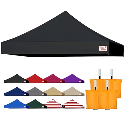 Tradesparker 10x10 Commercial Pop Up Canopy Replacement Top-Windproof D-Rings+Banner Grommets+Loop Pile Wall System,Ez Canopy Cover ONLY-Frame/Side Walls NOT Included(Black) - color: Black, size: 10x10