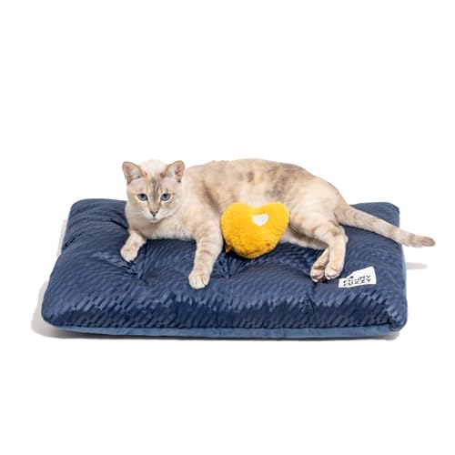 FUNNY FUZZY 2 in 1 Dog Bed Crate Pad Mat, Washable Reversible Pet Floor Mats,Fluffy Kennel Pad for Small Large Sized Dog,Indoor Cats,Sleeping Mattress, 23.6" × 17.9", Midnight Blue - color: Blue, size: 24"×18" Small