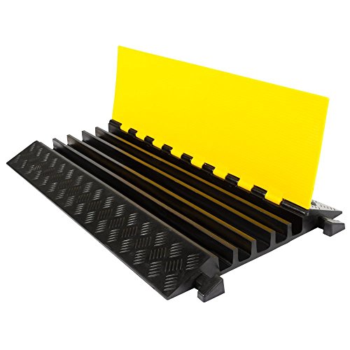 Electriduct Extreme Rubber 5 Channel Cable Protector 36" Wire Cover with 1-3/8" Channels Black/Yellow - color: Black Base / Yellow Lid, size: 5 Channel Cable Protector