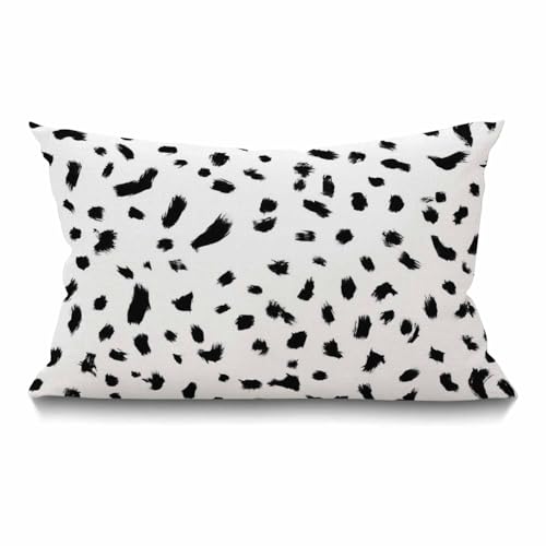 Smooffly Dalmatian Spots Decorative Waist Lumbar Cotton Linen Throw Pillow Covers Cheetah Pillowcase Cushion Home Décor, 12 x 20 Inch - color: Swn07