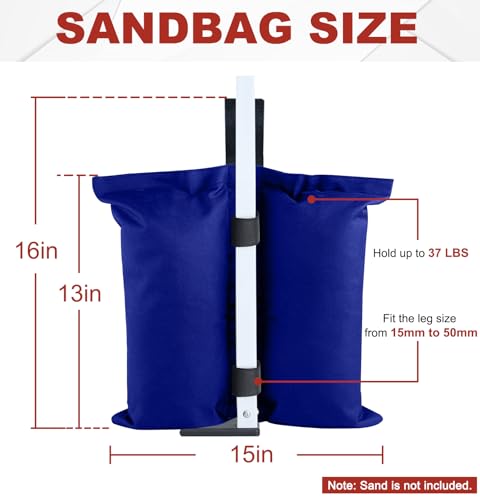ABCCANOPY Canopy Weights 120 LBS Gazebo Tent Sand Bags,4-Pack Blue (Without Sand) - color: Blue, size: 120 LBS