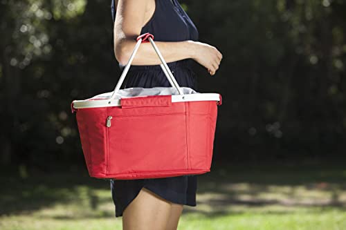PICNIC TIME NCAA Ohio State Buckeyes Metro Shopping Basket - Insulated Picnic Basket - Collapsible Market Basket - Utility Tote Cooler Bag