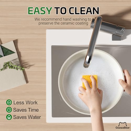 26 Pcs Pots and Pans Set Non Stick, Ceramic Cookware Set Non Toxic with Detachable Handles, Healthy Induction Cookware Oven Safe RV Kitchen Set, PFAS PFOA & PTFE Free, Cream White - size: 26Pcs